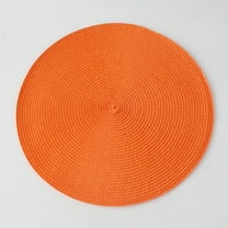 LYCAQL Round Braided Placemats Set of 4 Table Mats for Dining Tables Woven Washable Non-Slip Place mats 15 inch for Table Decor(Orange, 4pcs)