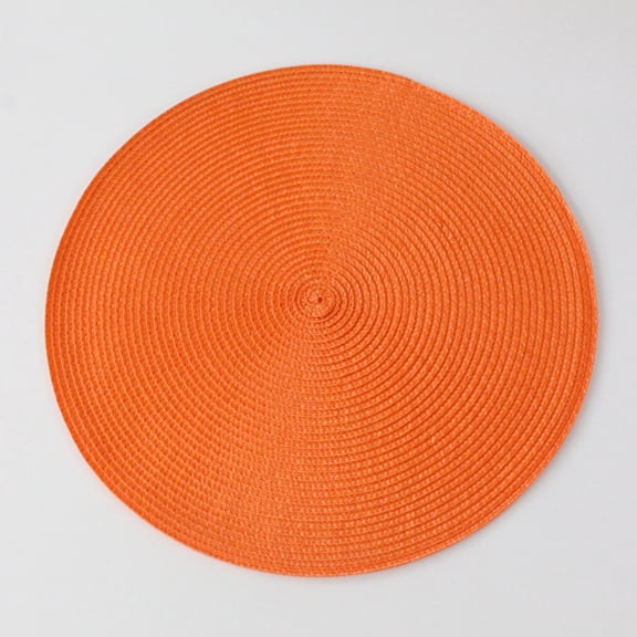 LYCAQL Round Braided Placemats Table Mats for Dining Tables Woven Washable Non-Slip Place mats 15 inch for Table Decor Orange