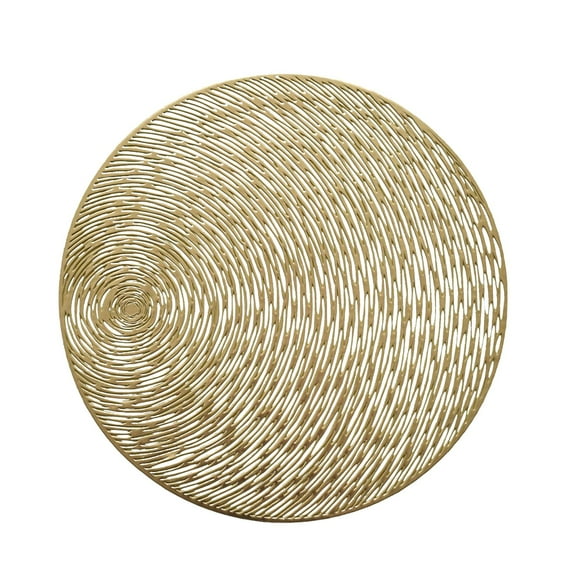 LYCAQL Round Placemats Gold Metallic Set of 4 Placemats 15'' Washable Easy Clean Wipeable Non Slip Stain Heat Resistant Dinning Table Place Mats for Wedding Party Festival Decoration