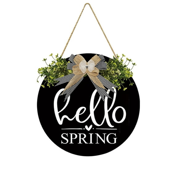 LYCAQL Rustic Welcome Sign with Artificial Eucalyptus Front Door Decor Round Wood Hanging Sign Farmhouse Porch Decorations for Christmas Day Home Outdoor Indoor