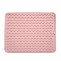 LYCAQL Silicone Dish Drying Mat for Multiple Usage Easy clean Eco-friendly Heat-resistant Silicone Mat for Kitchen Counter or Sink Refrigerator or Drawer liner Pink 16 inches x 12 inches