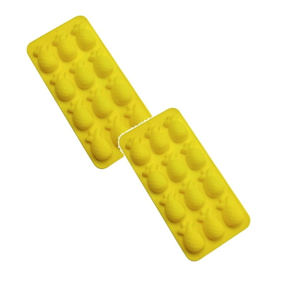 LYCAQL Silicone Ice Molds Trays with Pineapple Shape, 2pc  12 Compartments Reusable Bakeware Maker for Baking Chocolate Candy, Oven Microwave Freezer Dishwasher Safe - Yellow