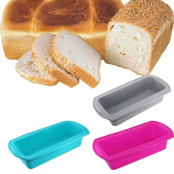 LYCAQL Silicone Mini Loaf Pan Set of 3 NonStick Easy Release Rectangle Silicone Mini Cake Pan for Baking Bread Flexible BPA Free Silione Baking Mold Bread Mold Toast Pan Brownie Loaf Pan Cake Mold