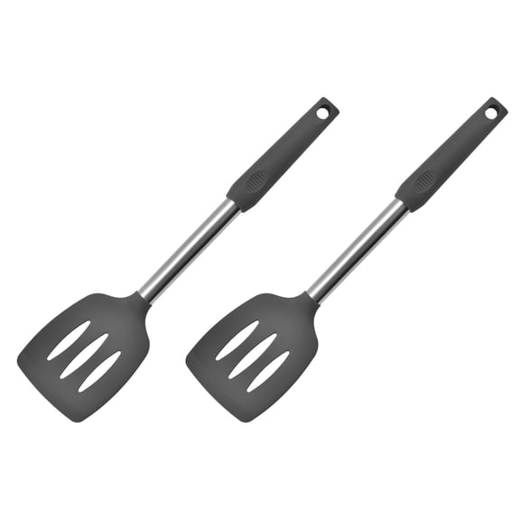 LYCAQL Silicone Spatula Set of 2 Spatulas Silicone Heat Resistant 446°F Kitchen Spatulas for Cooking Non Stick Cookware Food Grade BPA Free Dishwasher Safe Gray