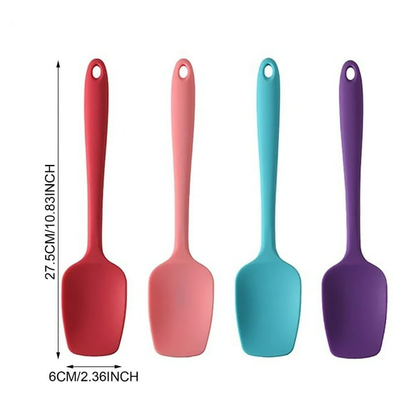 LYCAQL Silicone Spatulas, 10.8 inch Rubber Spoon Spatula Heat Resistant One Piece Design Seamless Non-Stick Spoonulas Flexible Scrapers Baking Mixing Tool (4 Pcs)