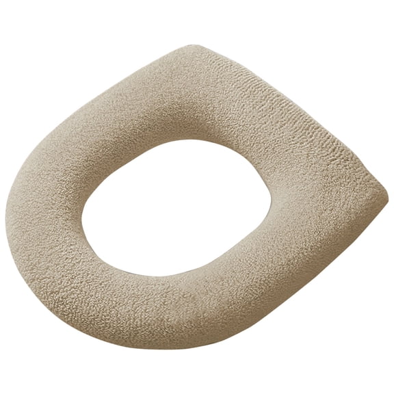 LYCAQL Soft Toilet Seat Cover Plush, Thick Fabric Toilet Seat Warmer for Round & Elongated 12" Toilet Seats - Reusable, Machine-Washable, Easy-Install Beige