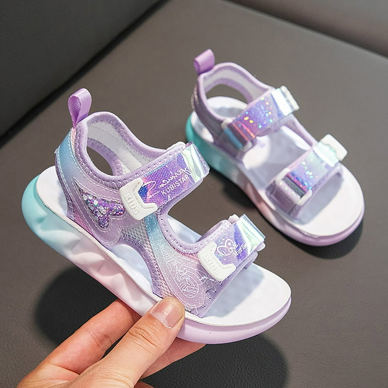 LYCAQL Sports Sandals For Children Sandals Thick Soled Beach Shoes Girl Child Flat Shoes Big Kids Shoes Purple 35 Big Kids