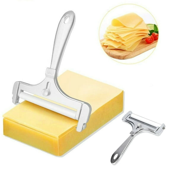 LYCAQL Stainless Steel Cheese Slicer Adjustable Wire Thickness Cheese Cutter Hard Cheeses Kitchen Cooking Tool-Silver
