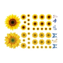 LYCAQL Sunflower Wall Decor - 27 PCS Sunflower Stickers for Walls with 3D Butterfly Wall Sticker Sunflower Nursery Decor Removable Yellow Flowers Decal for Kitchen Bathroom Bedroom Decoration