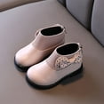 thumbnail image 1 of LYCAQL Toddler Shoes Fashion Autumn and Winter Girls Boots Round Toe Flat Sole Thick Sole Non Slip Back Zipper Cute Girls Booties Size 12 (Pink, 9 Toddler), 1 of 5
