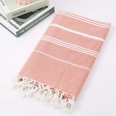 LYCAQL Turkish Beach Towel Oversized 39x70 100% Cotton Sand Free Quick Dry Swim Towel Extra Large Light Travel Towel for Adults Beach Accessories Gifts - Dark Coral