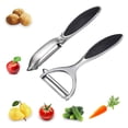thumbnail image 1 of LYCAQL Vegetable Apple Peelers for kitchen Fruit Carrot Veggie Potatoes Peeler Y-Shaped and I-Shaped Stainless Steel Peelers with Ergonomic Non-Slip Handle & Sharp Blade Good Sturdy (2PCS), 1 of 9