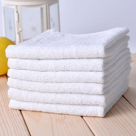 LYCAQL Washcloth for Bathroom Kitchen, 100% Cotton Extra Absorbent , Fast Drying - Salon towels - 6-Pack, White, 10 x 10 inches Cleaning Rags
