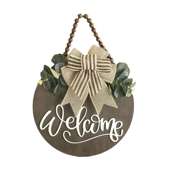 LYCAQL Welcome Sign for Front Door Wreath Decorations for All Seasons Front Porch Decor Hanging Gift for Farmhuose Home Outdoor Indoor(Welcome)