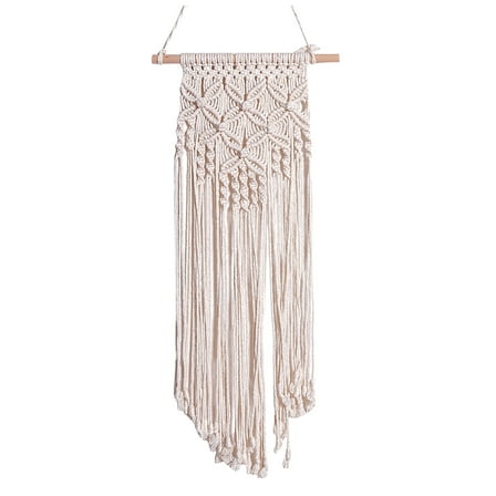 LYCAQL White Boho Large Macrame Wall Hanging Boho Inspired 11.8" x 27.5" Boho Decor Wall Art, Boho Wall Hanging Decor for Living Room Bedroom Boho Chic Wall Decor, Woven Tapestry Bohemian Wall Decor