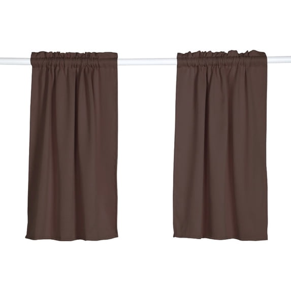 LYCAQL Window Curtains Blackout Drapery Panels, Back Tab and Rod Pocket Blackout Curtains for Living Room, 14x29 Inch, Coffee, 2 Panels