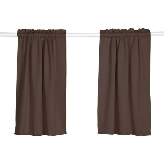 LYCAQL Window Curtains Blackout Drapery Panels, Back Tab and Rod Pocket Blackout Curtains for Living Room, 18x52 Inch, Coffee, 2 Panels