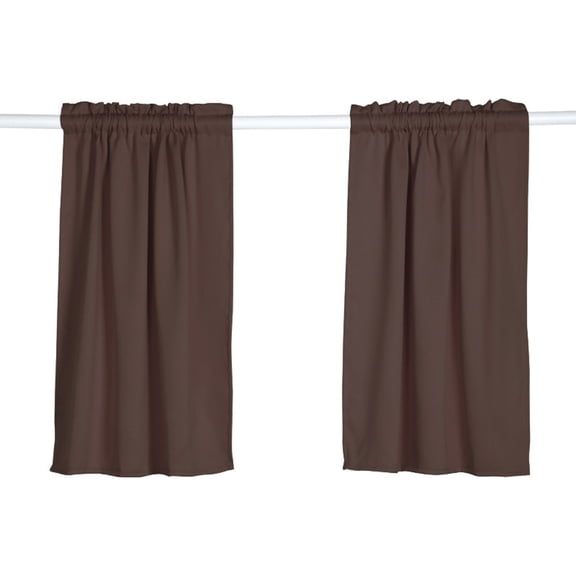 LYCAQL Window Curtains Blackout Drapery Panels, Back Tab and Rod Pocket Blackout Curtains for Living Room, 24x29 Inch, Coffee, 2 Panels