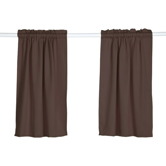 LYCAQL Window Curtains Blackout Drapery Panels, Back Tab and Rod Pocket Blackout Curtains for Living Room, 35x35 Inch, Coffee, 2 Panels
