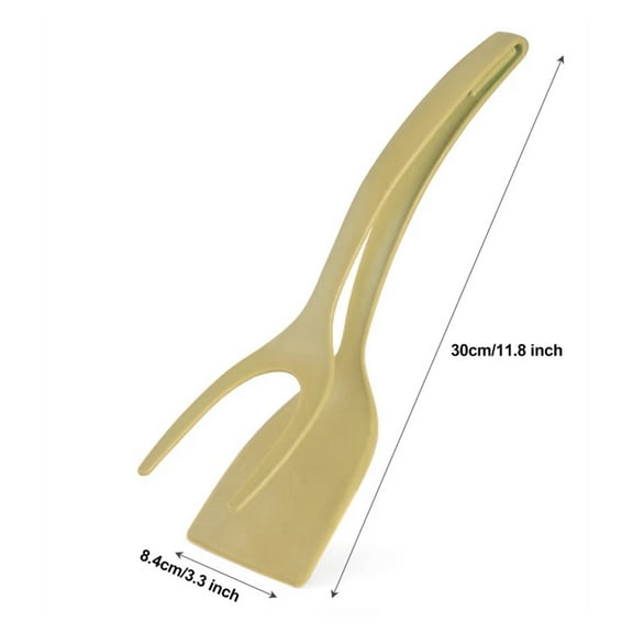LYCAQL Yellow 2 in 1 Grip and Flip Spatula Tongs Egg Flipper Tong Fried Egg Double Spatula, Non-Stick Food Clip Egg Turner Pancake Fish French Toast Omelet Making for Home Kitchen Cooking Tool