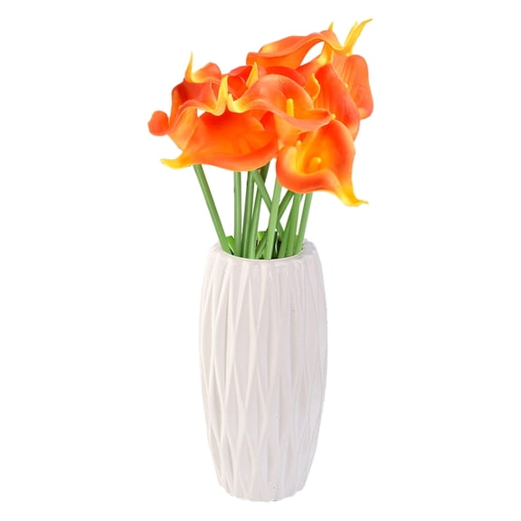 LYCAQL's 20pcs Teal Flowers Artificial Calla Lily Silk Flowers 13.4" for Mother's Day Easter Home Kitchen & Wedding Calla Lilies Flower, Orange