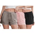 thumbnail image 1 of LYCY Pajama Shorts for Women, Soft Sleep Shorts for Women Lightweight knit Summer Pj Bottoms, Pack of 2&3 (Black+Deep Khaki+Dusty Pink,Large), 1 of 8