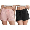 thumbnail image 1 of LYCY Pajama Shorts for Women, Soft Sleep Shorts for Women Lightweight knit Summer Pj Bottoms, Pack of 2&3 (Black+Dusty Pink,Small ), 1 of 7