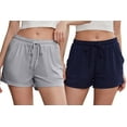 thumbnail image 1 of LYCY Pajama Shorts for Women, Soft Sleep Shorts for Women Lightweight knit Summer Pj Bottoms, Pack of 2&3 (Navy+Light Grey,Medium), 1 of 7