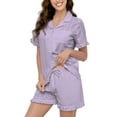 thumbnail image 1 of LYCY Women Short Pajama Set, Cotton Sleepwear Soft Cute Button up Pjs Set,(Lavender,L), 1 of 4