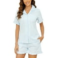 thumbnail image 1 of LYCY Women Short Pajama Set, Cotton Sleepwear Soft Cute Button up Pjs Set,(Light Blue,XL), 1 of 5