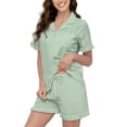 thumbnail image 1 of LYCY Women Short Pajama Set, Cotton Sleepwear Soft Cute Button up Pjs Set,(Light Green,L), 1 of 4