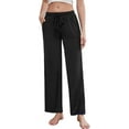 thumbnail image 1 of LYCY Women Soft Pajama Pants, Comfy Wide Leg Lounge Yoga Pants Stretch Sleeping knit Pajama Bottoms (Black, X-Large), 1 of 5