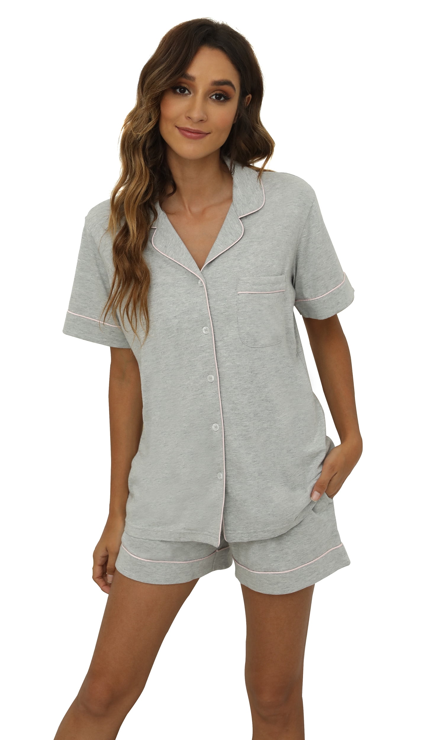 GOSO Dames Pyjama Set Dames Pyjama Button Down Pjs voor Vrouwen Sets Bloemen Lange Mouw Nachtkleding Lady Nachtkleding Zachte Lounge Sets voor Dames Pjs - blauw - L