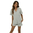 thumbnail image 1 of LYCY Women's Short Pajama Set, Soft Summer Button Down Pjs Sets,(Grey mel,S), 1 of 5