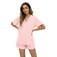 thumbnail image 1 of LYCY Women's Short Pajama Set, Soft Summer Button Down Pjs Sets,(Pink,L), 1 of 5