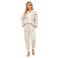 thumbnail image 1 of LYCY Womens Fuzzy Plush Pajama Set, Soft Warm Fleece Pajama for Women Cute Long Embroidered 2 Piece Sleepwears(Bear-khaki,Medium), 1 of 6