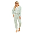 thumbnail image 1 of LYCY Womens Fuzzy Plush Pajama Set, Soft Warm Fleece Pajama for Women Cute Long Embroidered 2 Piece Sleepwears(Cherry-Light Green,XX-Large), 1 of 6