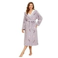 thumbnail image 1 of LYCY Womens Hooded Plush Robes, Soft Cute Warm Fleece Bathrobe for Women Long Embroidered Ladies Loungewear(Peach-lavender, Small-Medium), 1 of 1