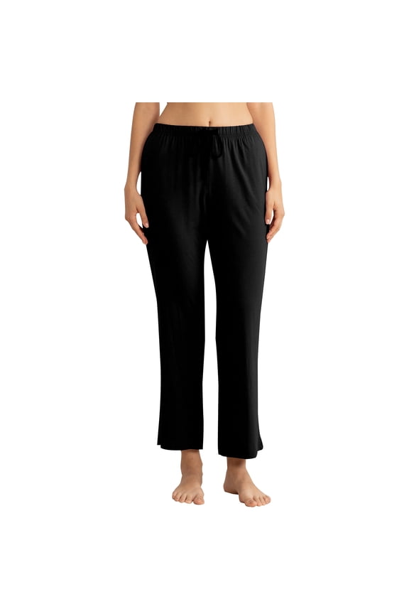 Womens Modal Pajama Pants, Soft Lounge Sleep Pants with Pockets Long Pj Bottoms (BLACK, M)