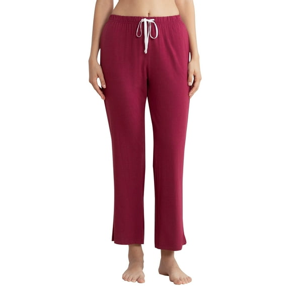 LYCY Womens Modal Pajama Pants, Soft Lounge Sleep Pants with Pockets Long Pj Bottoms (BURGUNDY, M)