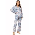 thumbnail image 1 of LYCY Womens Pajama Sets Floral Print, Long Sleeve Button Down Pajamas Set for Women Soft Sleepwear Pjs 2 piece Loungewear, (Grey Floral, XX-Large), 1 of 6