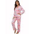 thumbnail image 1 of LYCY Womens Pajama Sets Floral Print, Long Sleeve Button Down Pajamas Set for Women Soft Sleepwear Pjs 2 piece Loungewear, (Pink Floral, Large), 1 of 6