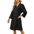 thumbnail image 1 of LYCY Womens Robes, Lightweight Short Bathrobe 3/4 Sleeves Lace Soft Sleepwear Ladies Loungewear, (Black, X-Large), 1 of 5