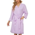 thumbnail image 1 of LYCY Womens Robes, Lightweight Short Bathrobe 3/4 Sleeves Lace Soft Sleepwear Ladies Loungewear, (Lavender, Medium), 1 of 6