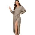 thumbnail image 1 of LYCY Womens Soft Long Robe, Lightweight Full Length Knit Bathrobe for Sleepwear & Loungewear Robe（Khaki, L）, 1 of 4