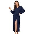 thumbnail image 1 of LYCY Womens Soft Long Robe, Lightweight Full Length Knit Bathrobe for Sleepwear & Loungewear Robe（Navy, 2XL）, 1 of 4