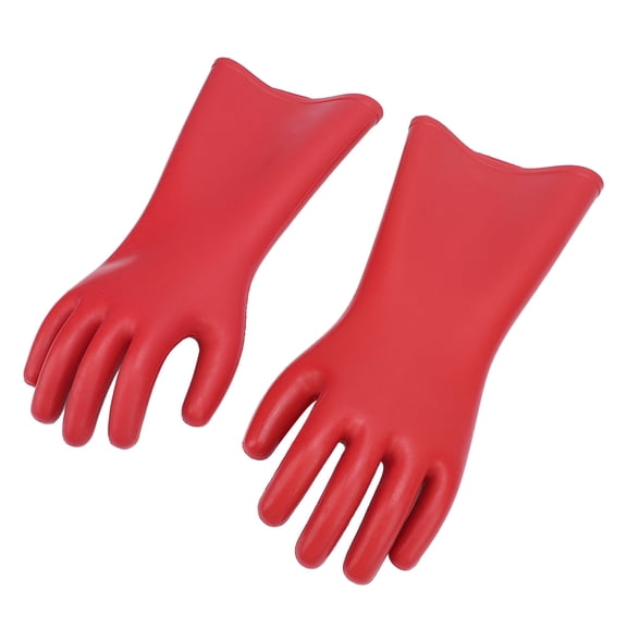 LYD 10000V 12KV High Voltage Electrical Insulated Gloves, Red Rubber Work Safety Glove Type, Insulated Waterproof Non-Slip, 2 Pcs Per Pack, Thick 1.8mm Anti-Cutting Electrician Gear