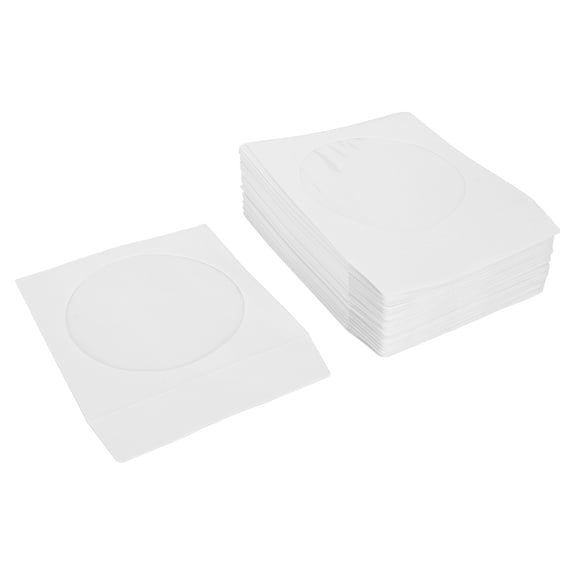 LYD 100Pcs CD Sleeves 4.9x4.9 Inches Clear Window Dustproof Thick Reusable CD DVD Paper Envelopes Premium Storage Protectors for 12cm 4.7in Discs Pack of 100
