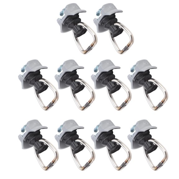 LYD 10PCS L Track Stud Fitting with D Ring Heavy Duty 1333lb / 604.6 kg Capacity Single Stud Fittings Tie Down Anchor for Van Pickup Truck Cargo Control, Gray