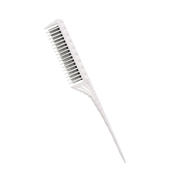 LYD 3-Row Teeth Teasing Comb Volumizing Detangling Rat Tail Lift Styling Brush, 8.5 inches / 21.7 cm Professional Back Combing Hairdressing Tool for Fine Hair and All Types, White